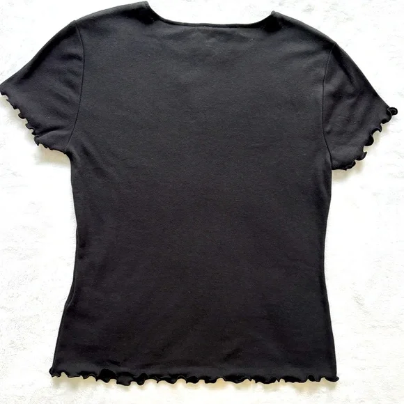 CALVIN KLEIN Black Short Sleeve Lettuce Edge Knit T-Shirt--M - Picture 10 of 14